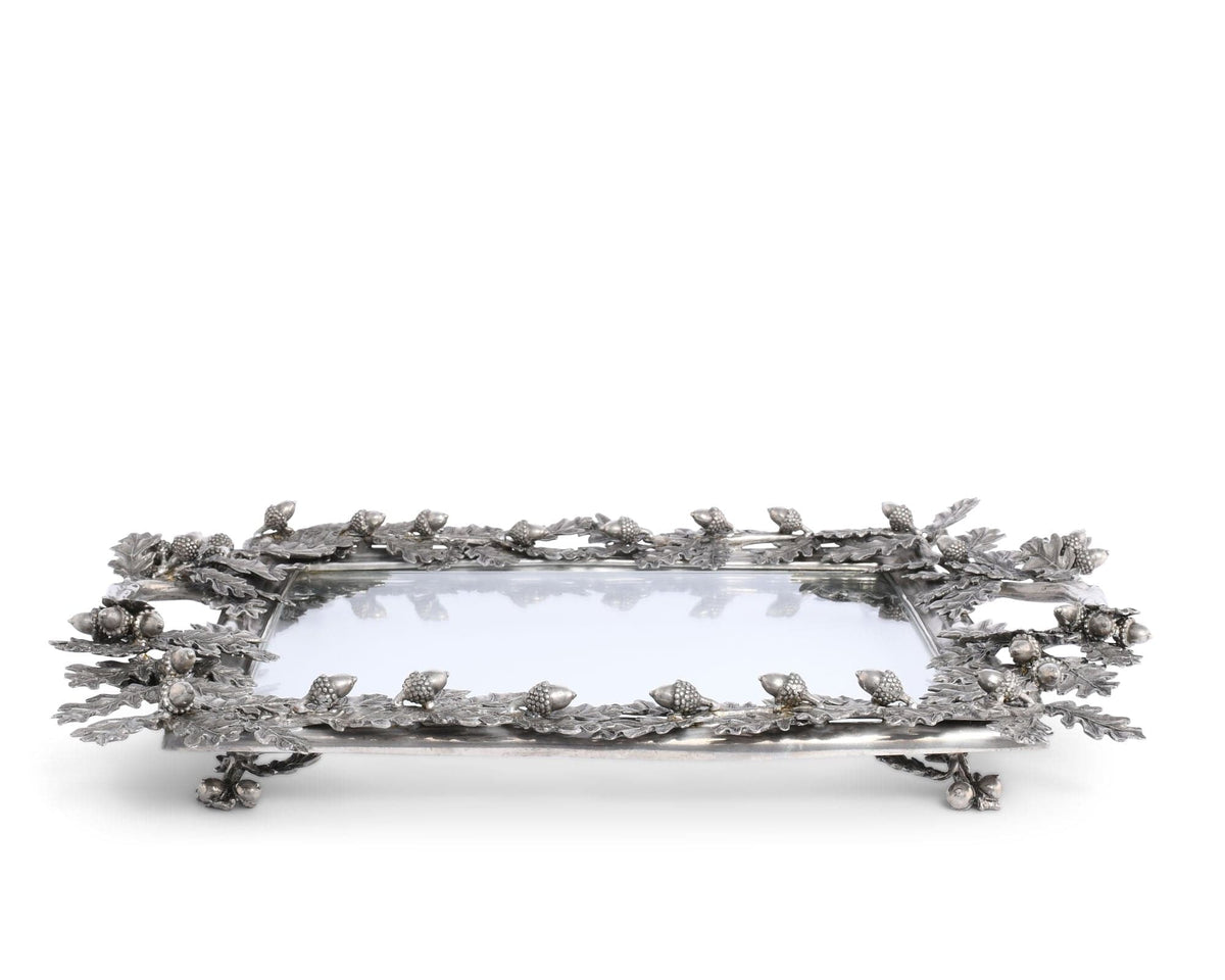 Vagabond House Majestic Forest Acorn Oak &amp; Leaf Square Glass Tray