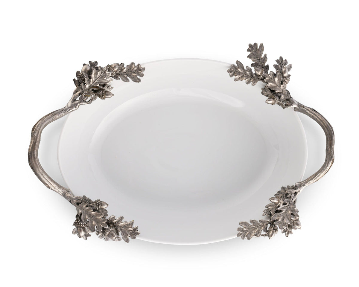 Vagabond House Majestic Forest Acorn Oak &amp; Leaf Stoneware Serving Dish