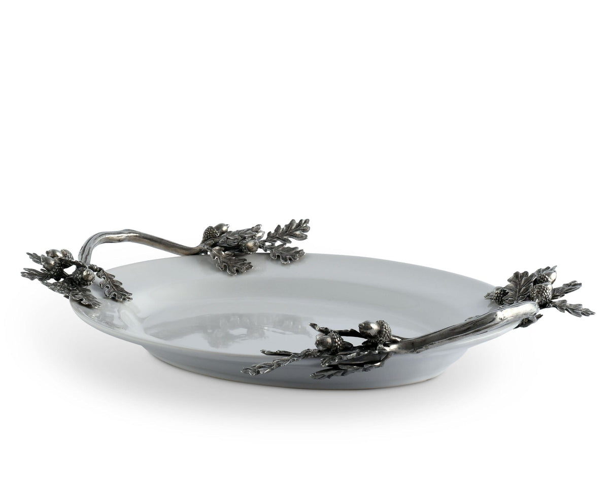 Vagabond House Majestic Forest Acorn Oak &amp; Leaf  Stoneware Tray - Small