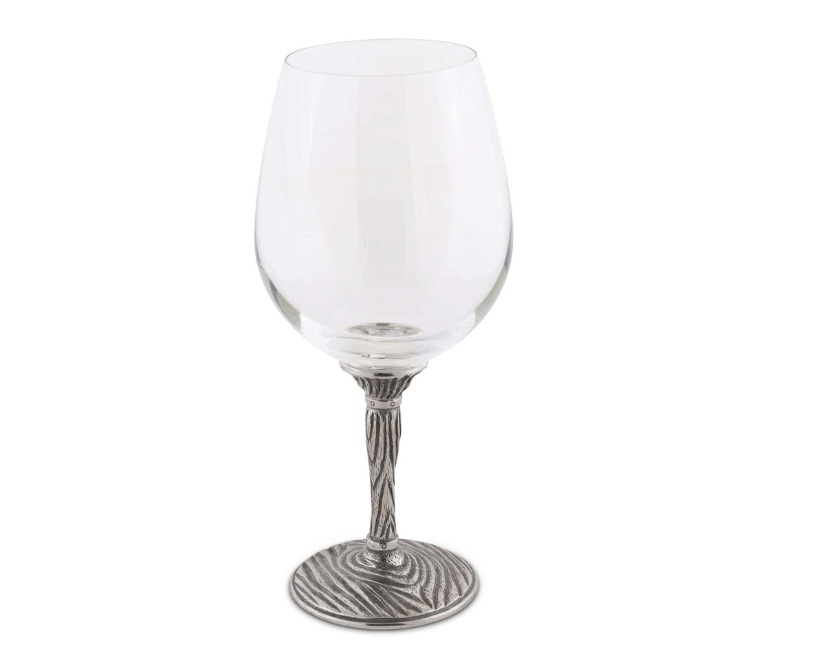 Vagabond House Majestic Forest Bordeaux Pewter Faux Bois Wine Glasses