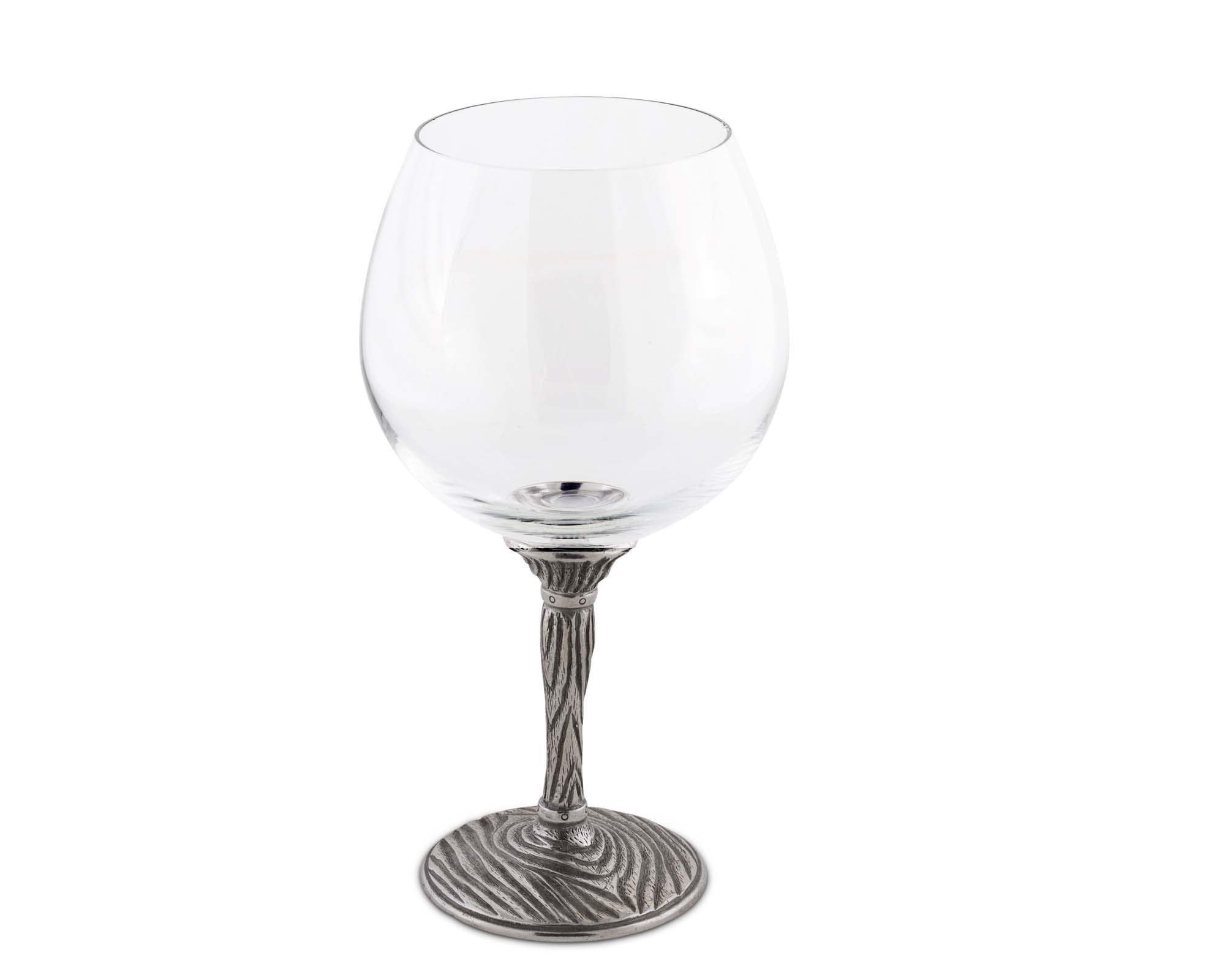 Vagabond House Majestic Forest Burgundy Pewter Faux Bois Wine Glasses