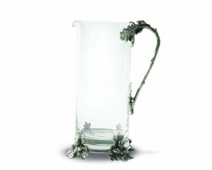 Vagabond House Majestic Forest Glass Pitcher Pewter Acorn & Oak Leaf Handle