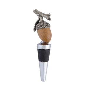 Vagabond House Majestic Forest Pewter  and Wood Acorn Bottle Stopper