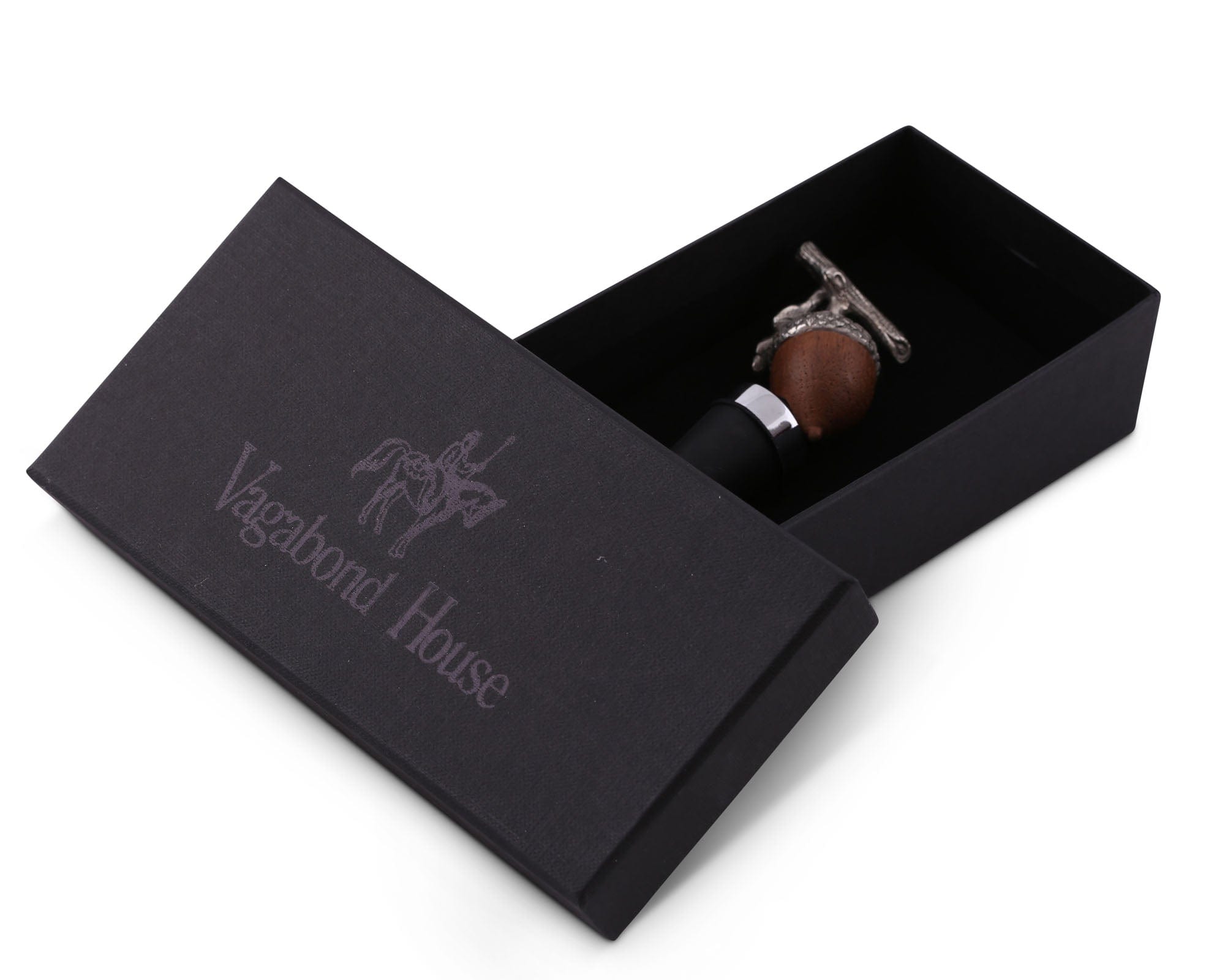 Vagabond House Majestic Forest Pewter  and Wood Acorn Bottle Stopper