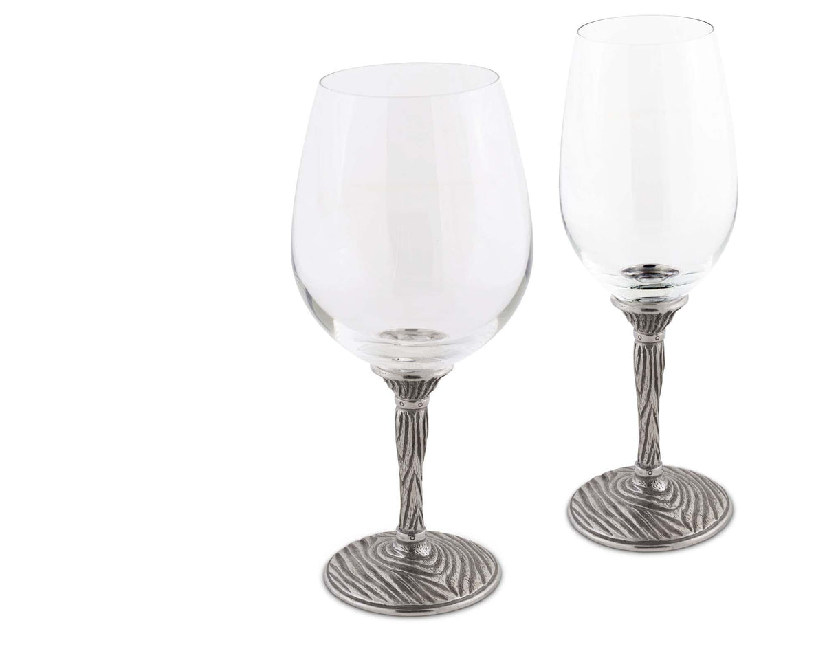 Vagabond House Majestic Forest Pewter Faux Bois Wine Glasses