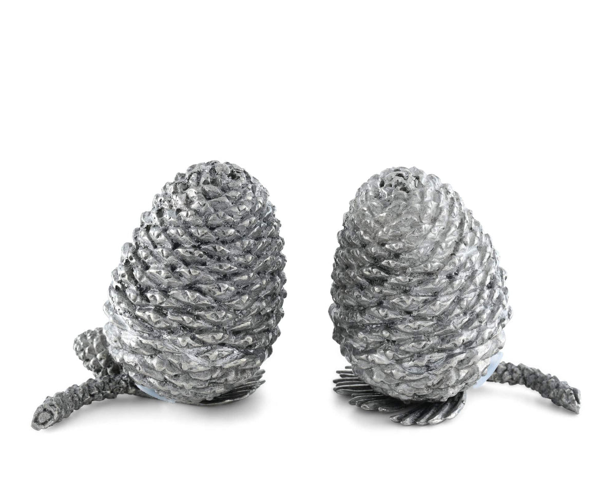 Vagabond House Majestic Forest Pewter Pine Cones Salt &amp; Pepper Set