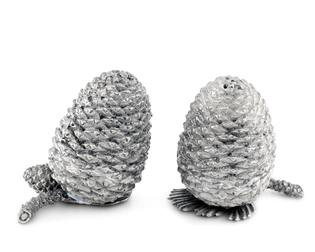 Vagabond House Majestic Forest Pewter Pine Cones Salt &amp; Pepper Set