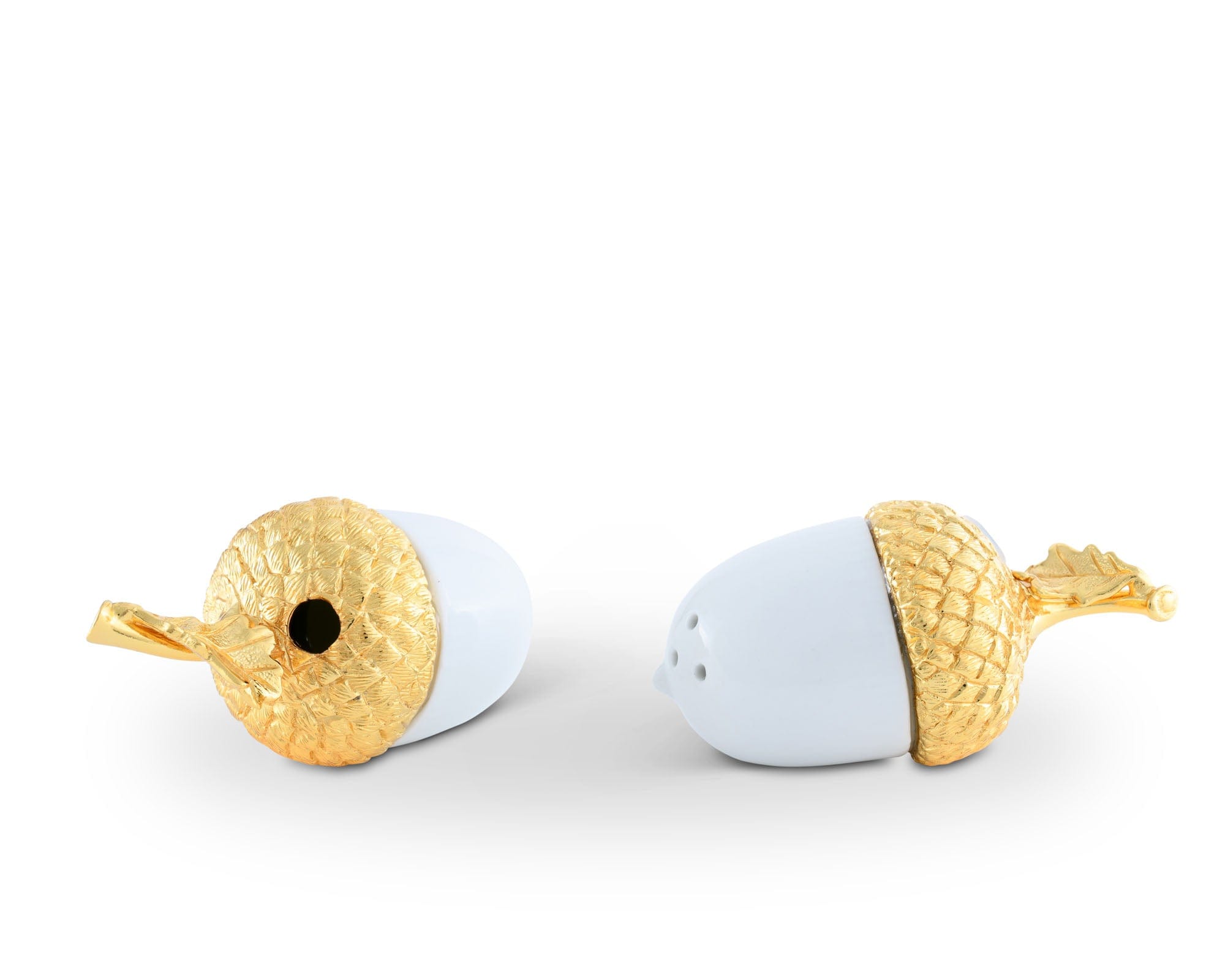 Vagabond House Majestic Forest Porcelain Salt and Pepper - Acorn Gold Leaf