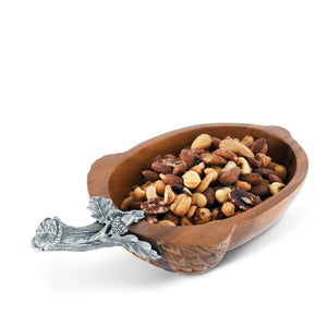 Vagabond House Majestic Forest Small 10" Long Rustic Acorn Nut Bowl