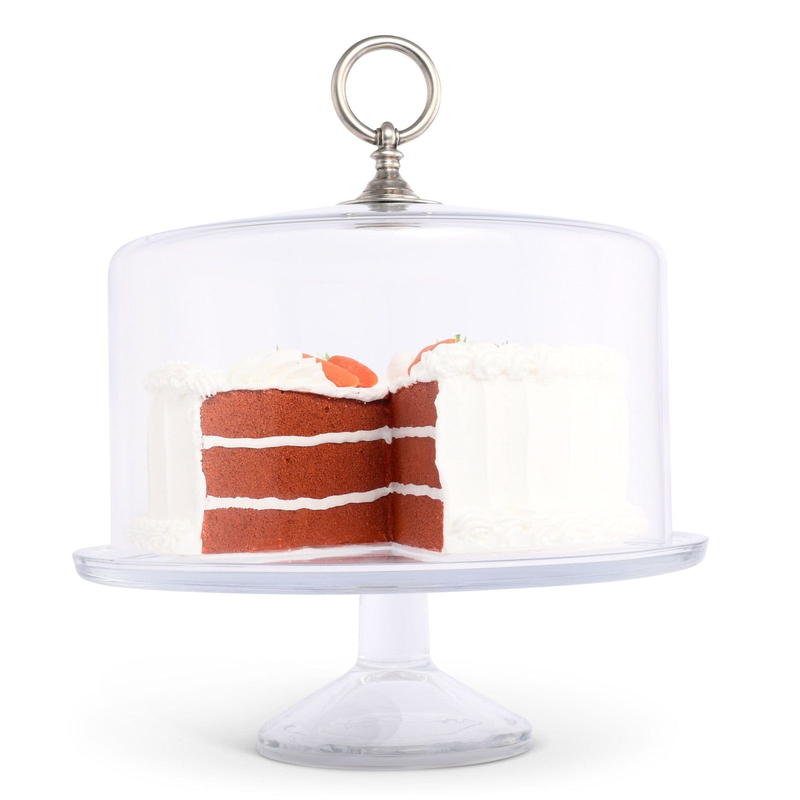 Vagabond House Medici Living Classic Pewter Ring Glass Covered Cake / Dessert Stand
