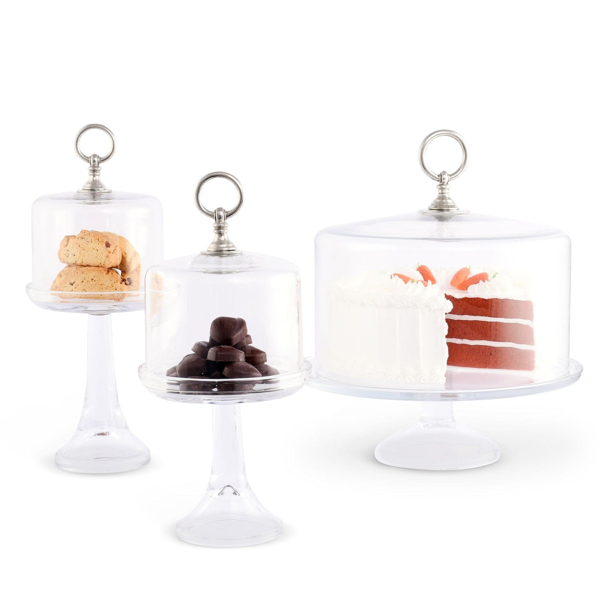 Vagabond House Medici Living Classic Pewter Ring Glass Covered Cake / Dessert Stand