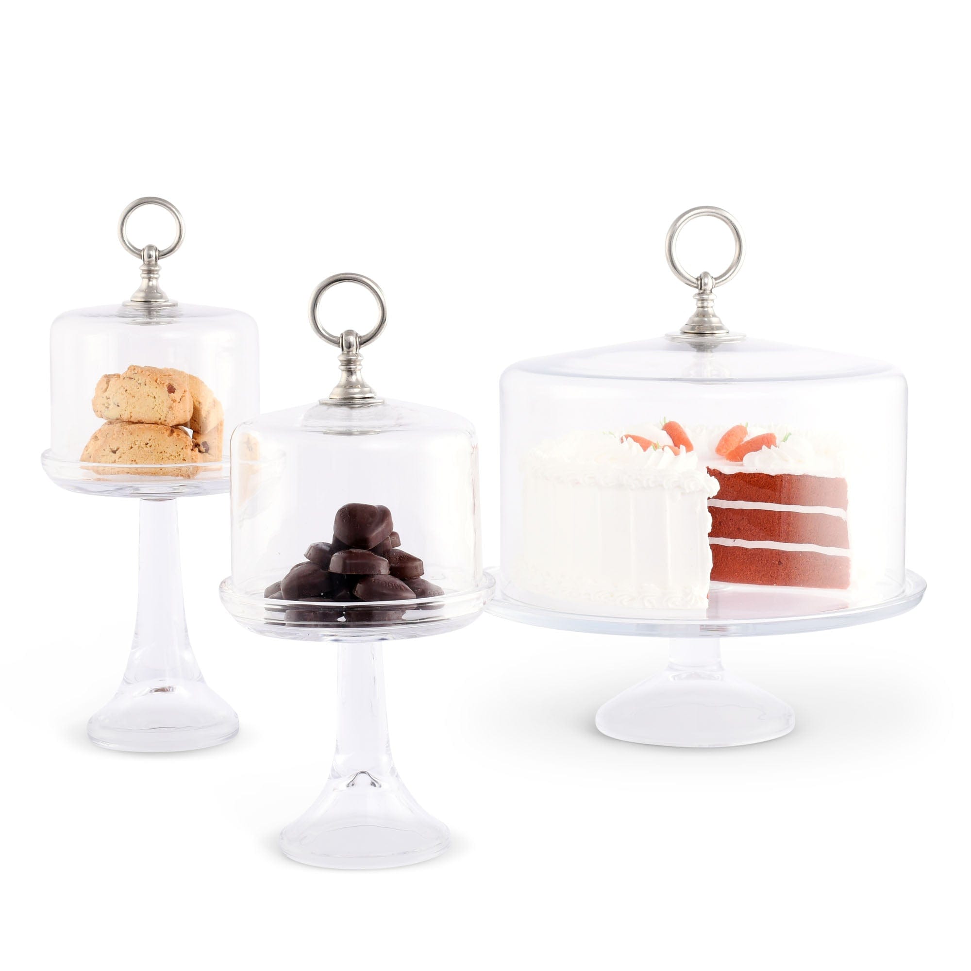 Vagabond House Medici Living Classic Pewter Ring Glass Covered Cake / Dessert Stand