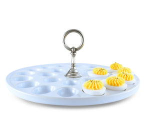 Vagabond House Medici Living Deviled Egg Tray with Pewter Classic Ring Handle