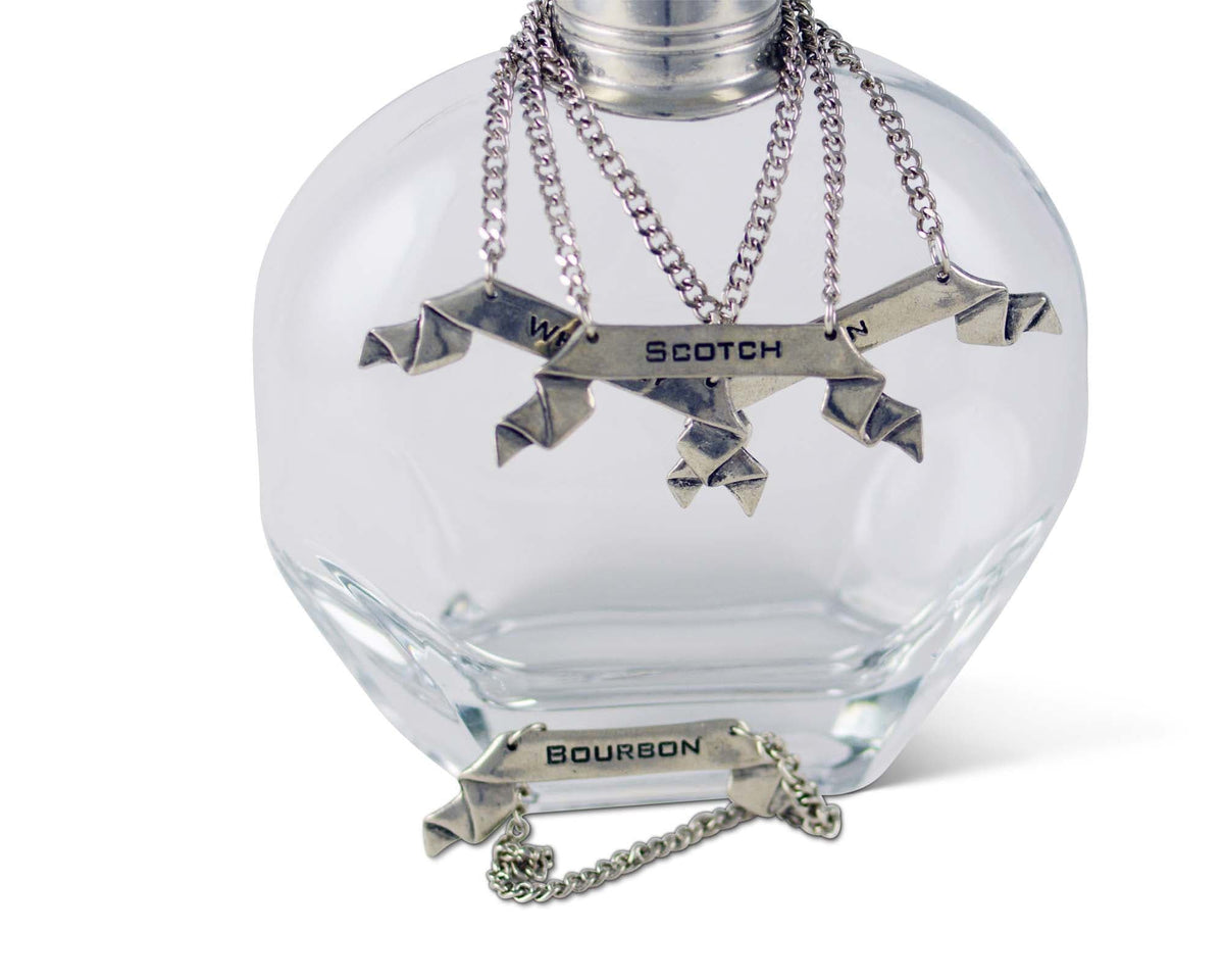 Vagabond House Medici Living Pewter Ribbon Decanter Tags