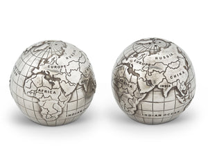 Vagabond House Medici Living Pewter World Globe Salt & Pepper Set