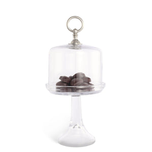Vagabond House Medici Living Short - 11.5" H x 6" D Classic Pewter Ring Glass Covered Cake / Dessert Stand