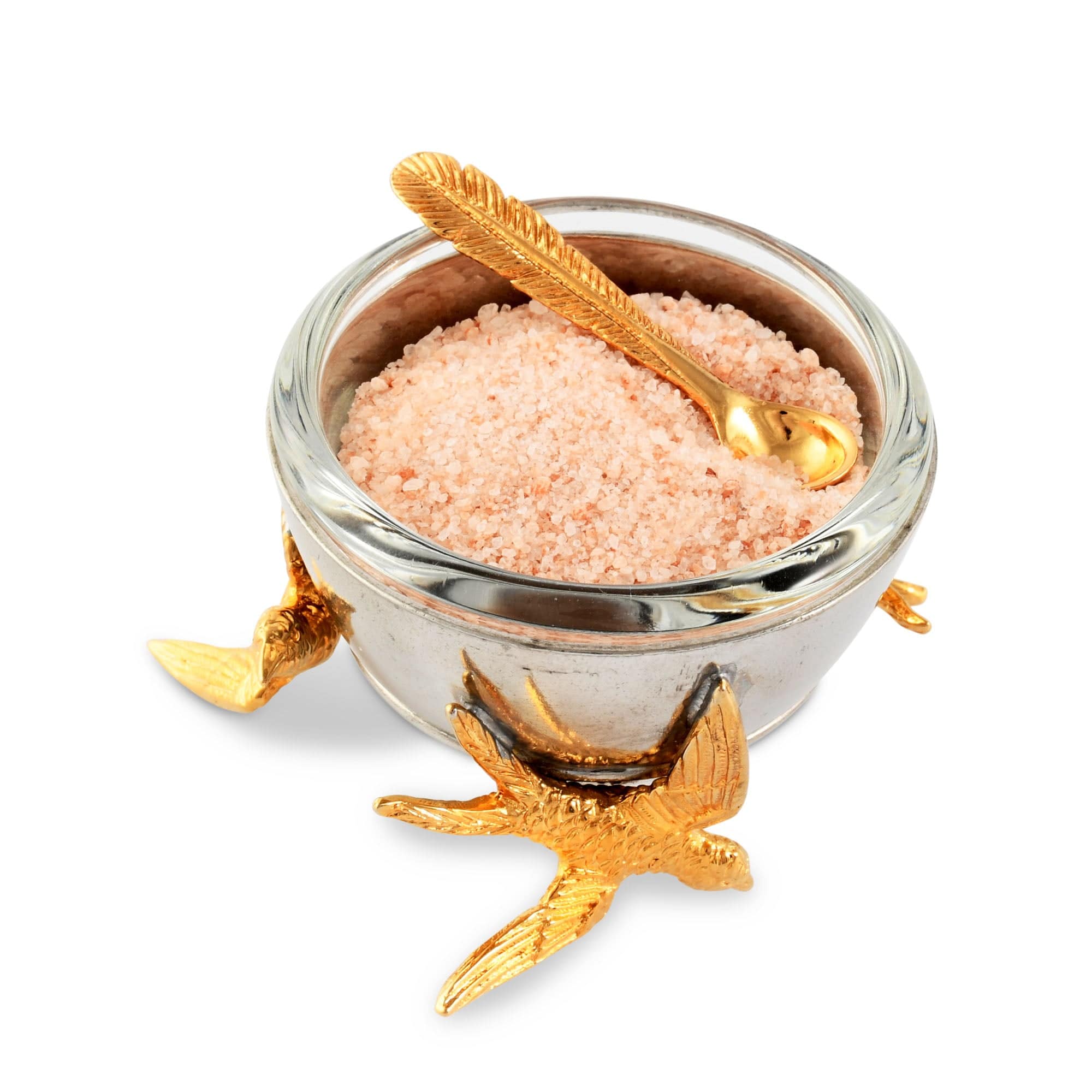 Vagabond House Morning Hunt Flying Bird Gold Salt Cellar with Spoon