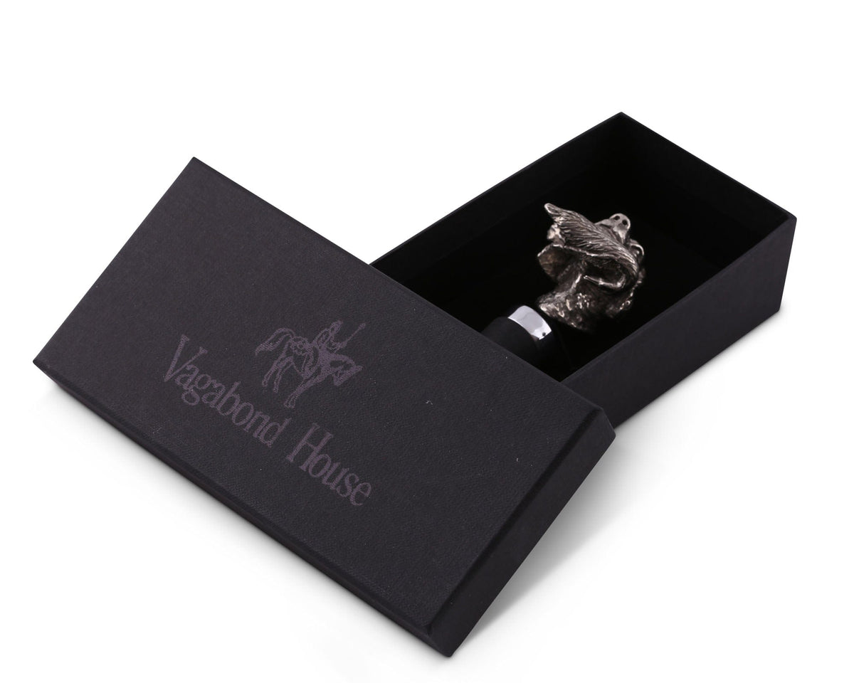 Vagabond House Morning Hunt Labrador &amp; Duck Pewter Bottle Stopper