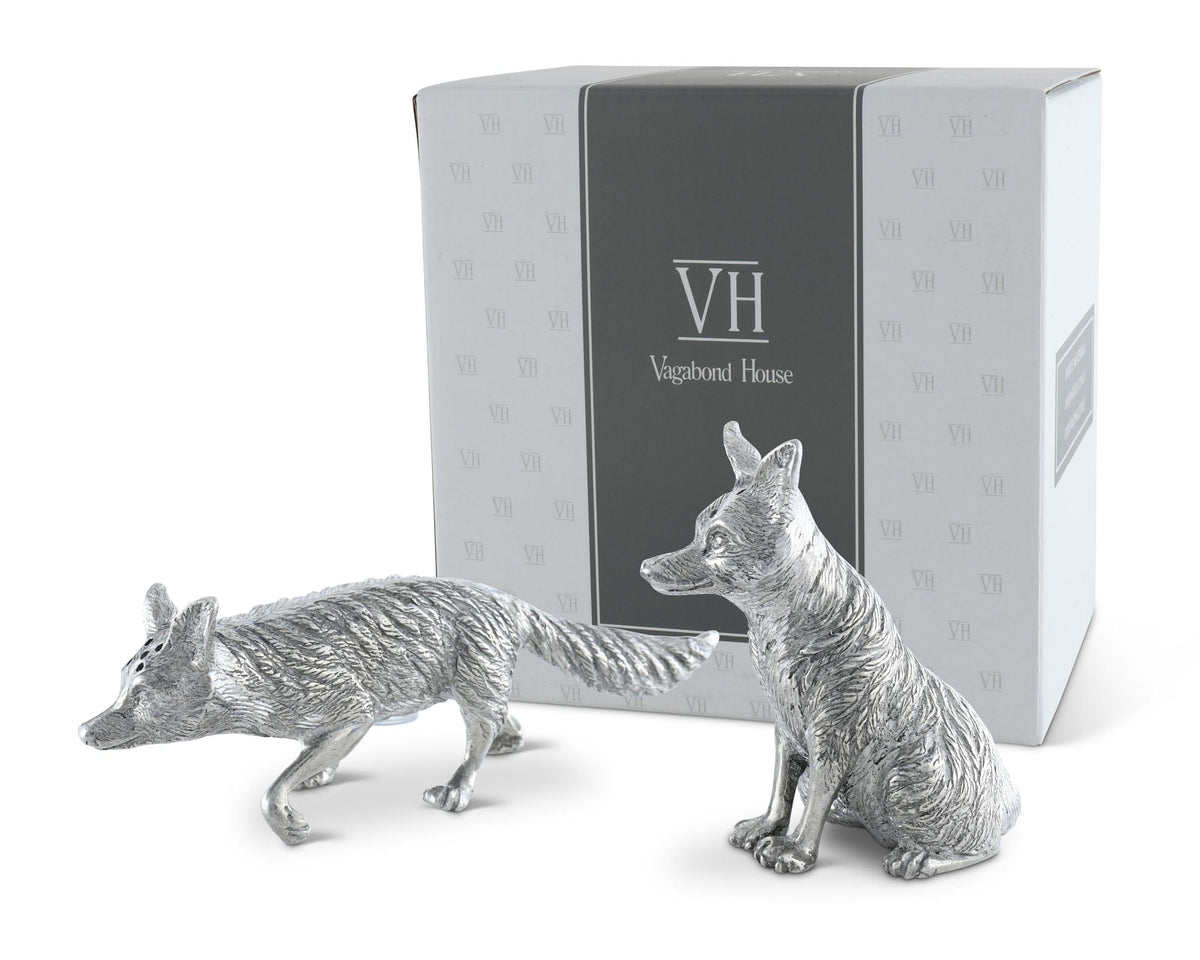 Vagabond House Morning Hunt Pewter Foxes Salt &amp; Pepper Set