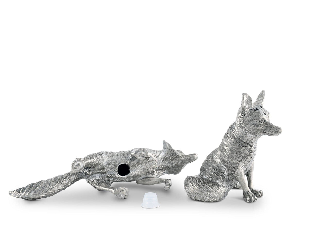 Vagabond House Morning Hunt Pewter Foxes Salt &amp; Pepper Set