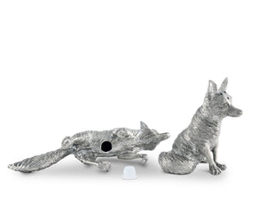 Vagabond House Morning Hunt Pewter Foxes Salt & Pepper Set