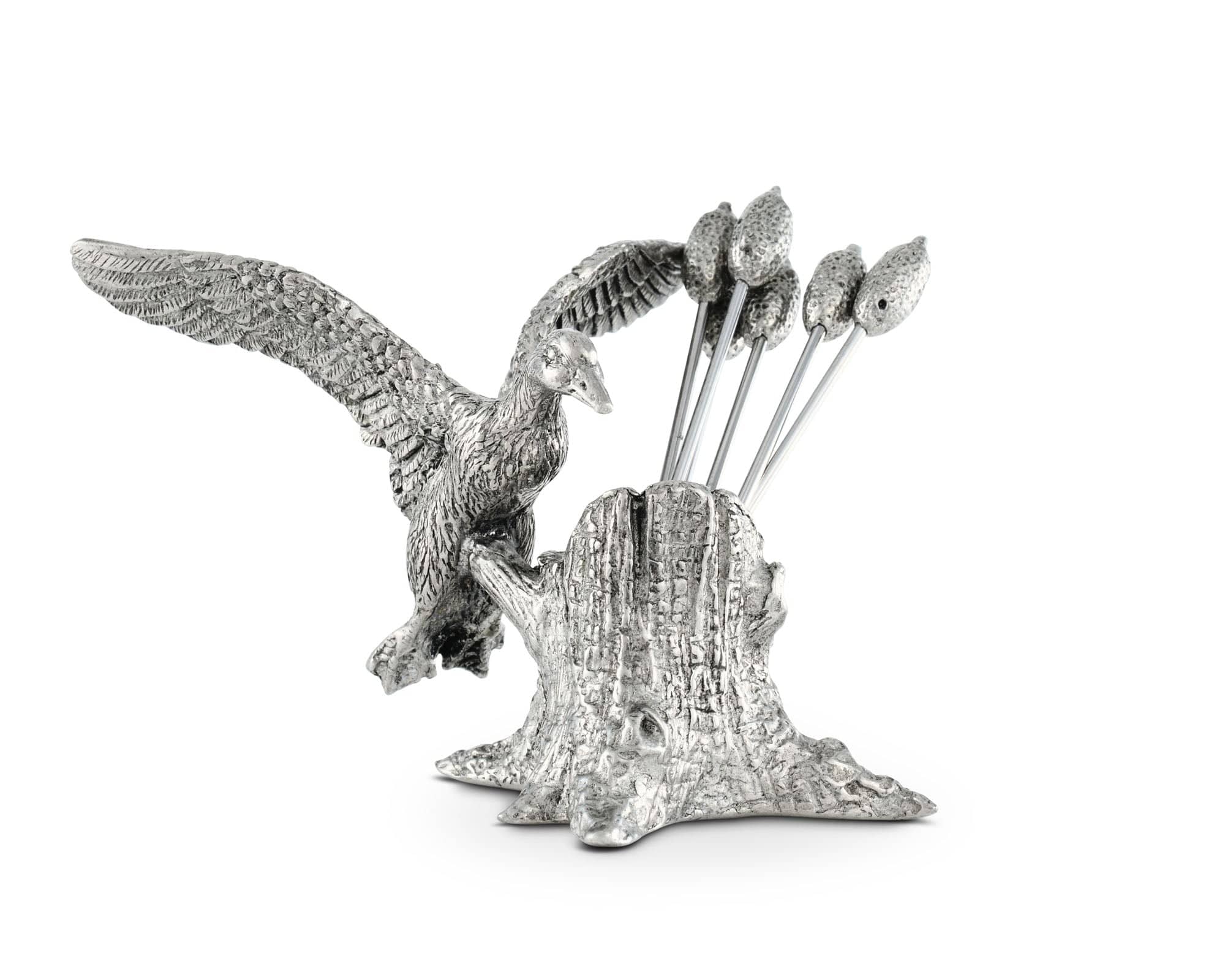 Vagabond House Morning Hunt Pewter Mallard Duck Cheese Pick Set