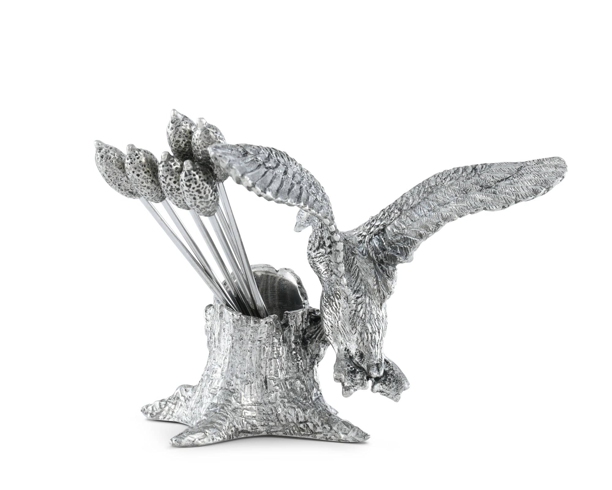 Vagabond House Morning Hunt Pewter Mallard Duck Cheese Pick Set