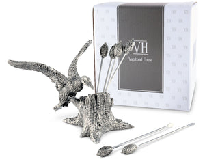 Vagabond House Morning Hunt Pewter Mallard Duck Cheese Pick Set