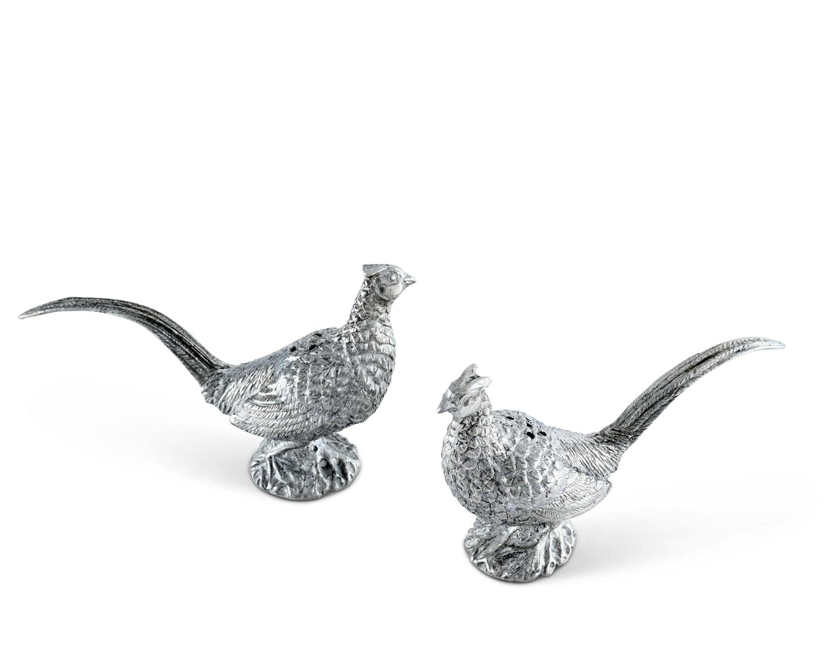 Vagabond House Morning Hunt Pewter Pheasants Salt &amp; Pepper Set