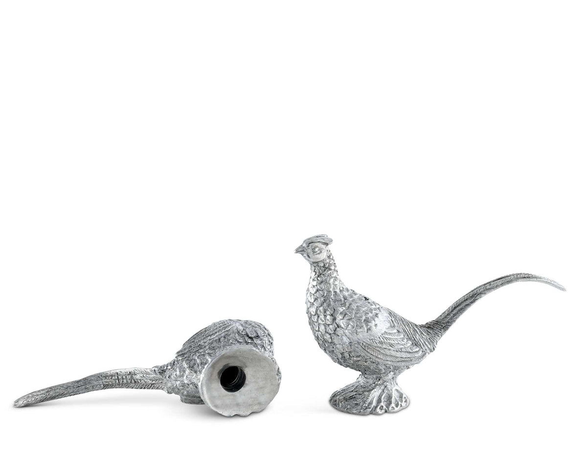 Vagabond House Morning Hunt Pewter Pheasants Salt &amp; Pepper Set