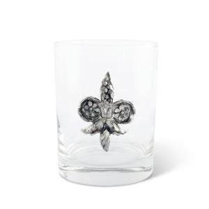 Vagabond House Provencal Fleur de Lys Double Old Fashion Bar Glass