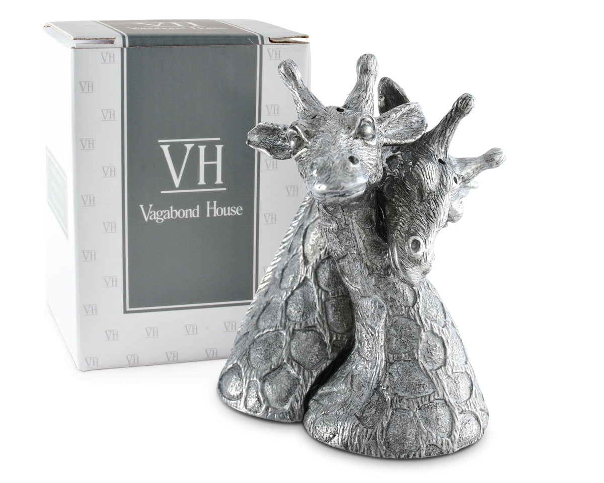 Vagabond House Safari Pewter Giraffes Salt &amp; Pepper Set