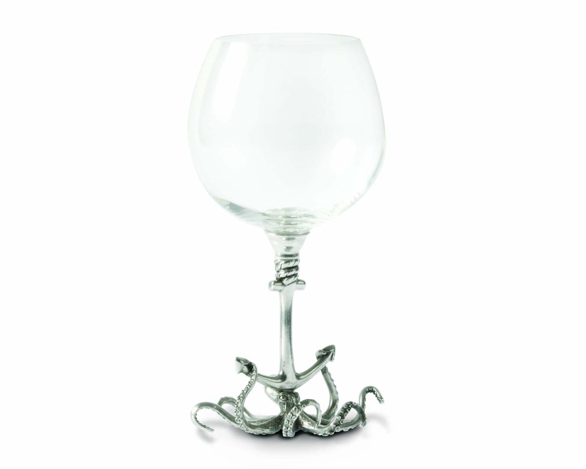 Vagabond House Sea and Shore Burgundy Glass Octopus Stemware