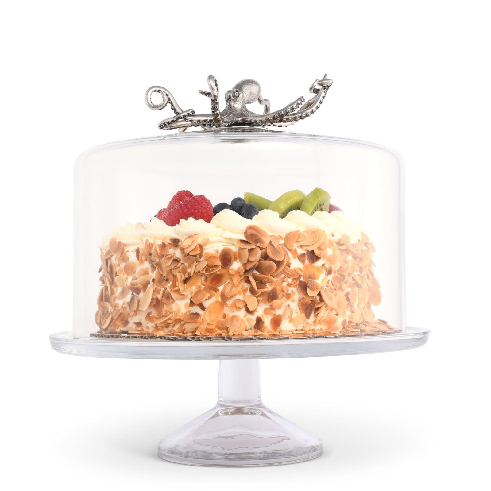 Vagabond House Sea and Shore Octopus Glass Covered Cake / Dessert Stand