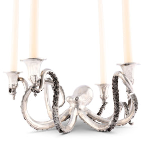 Vagabond House Sea and Shore Four Taper Pewter Octopus Candelabrum