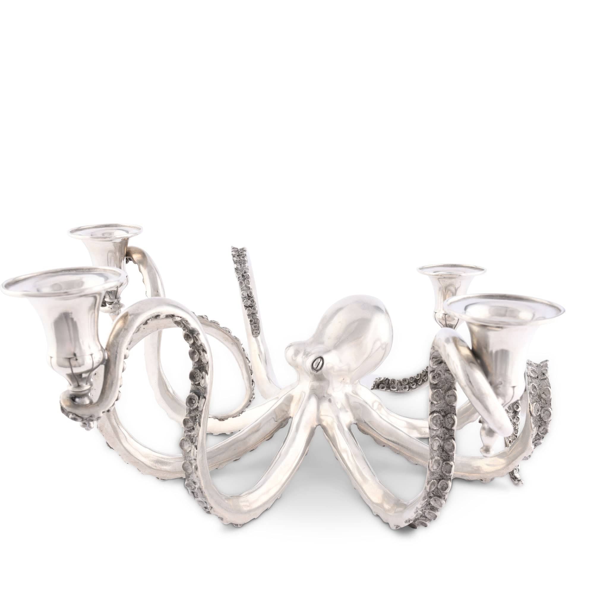 Vagabond House Sea and Shore Four Taper Pewter Octopus Candelabrum