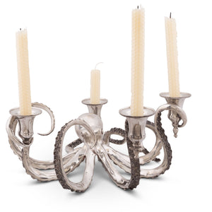 Vagabond House Sea and Shore Four Taper Pewter Octopus Candelabrum