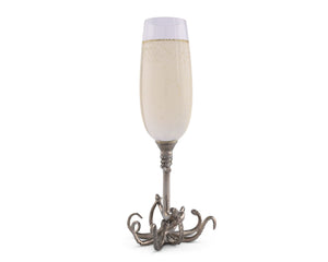 Vagabond House Sea and Shore Octopus Pewter Stem Champagne Flute