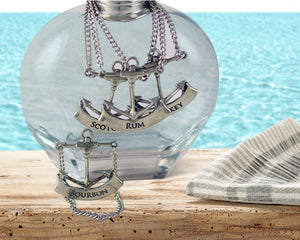 Vagabond House Sea and Shore Pewter Anchor Decanter Tags