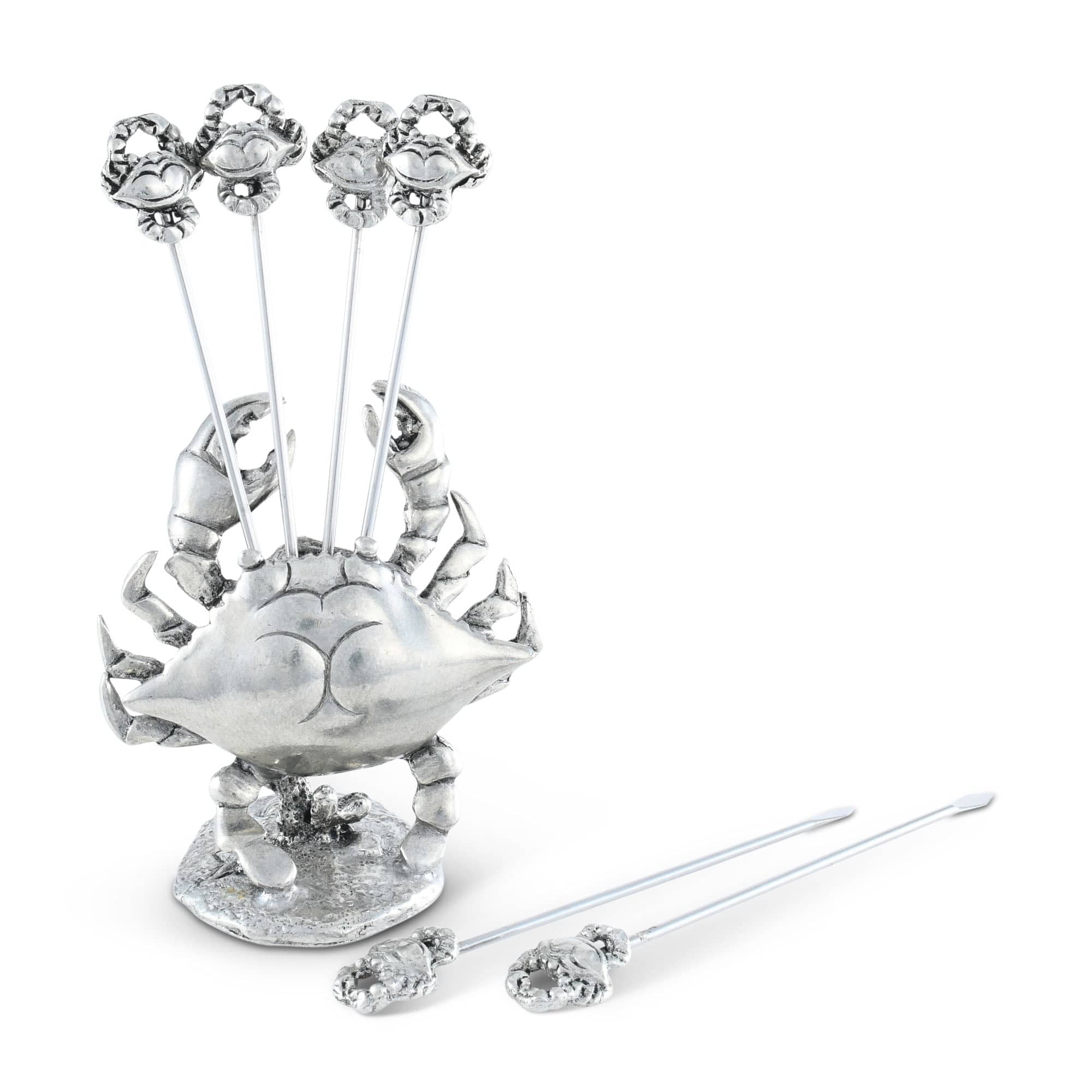 Vagabond House Sea and Shore Pewter Blue Crab Cheese Pick Set