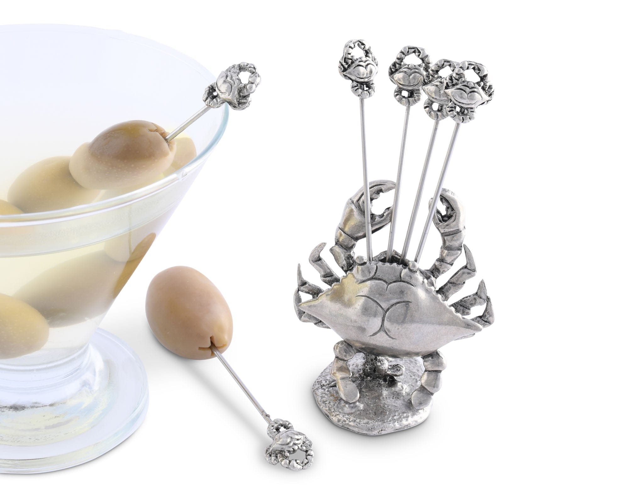 Vagabond House Sea and Shore Pewter Blue Crab Cheese Pick Set