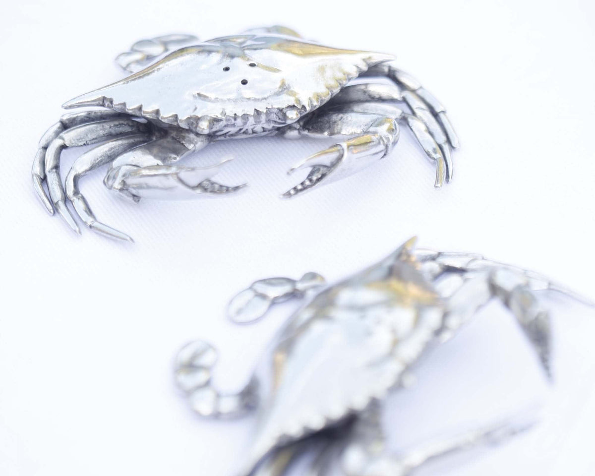 Vagabond House Sea and Shore Pewter Blue Crabs Salt &amp; Pepper Set