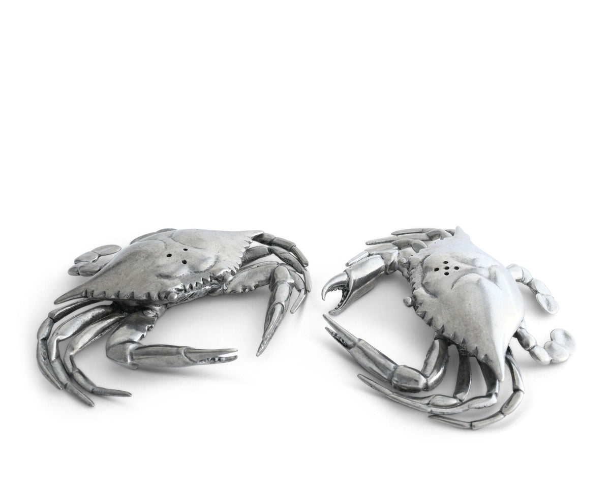 Vagabond House Sea and Shore Pewter Blue Crabs Salt &amp; Pepper Set