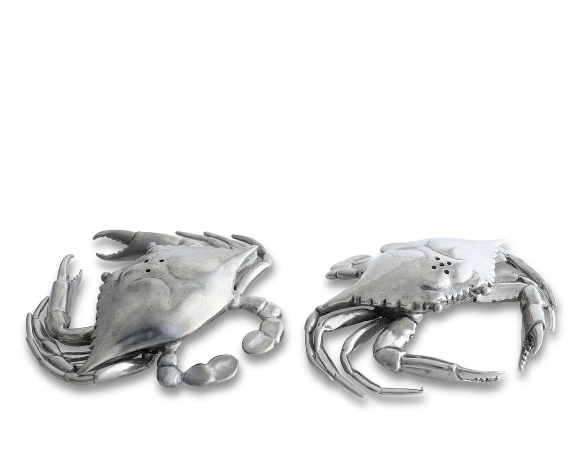 Vagabond House Sea and Shore Pewter Blue Crabs Salt &amp; Pepper Set