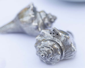 Vagabond House Sea and Shore Pewter Conch Shells Salt & Pepper Set