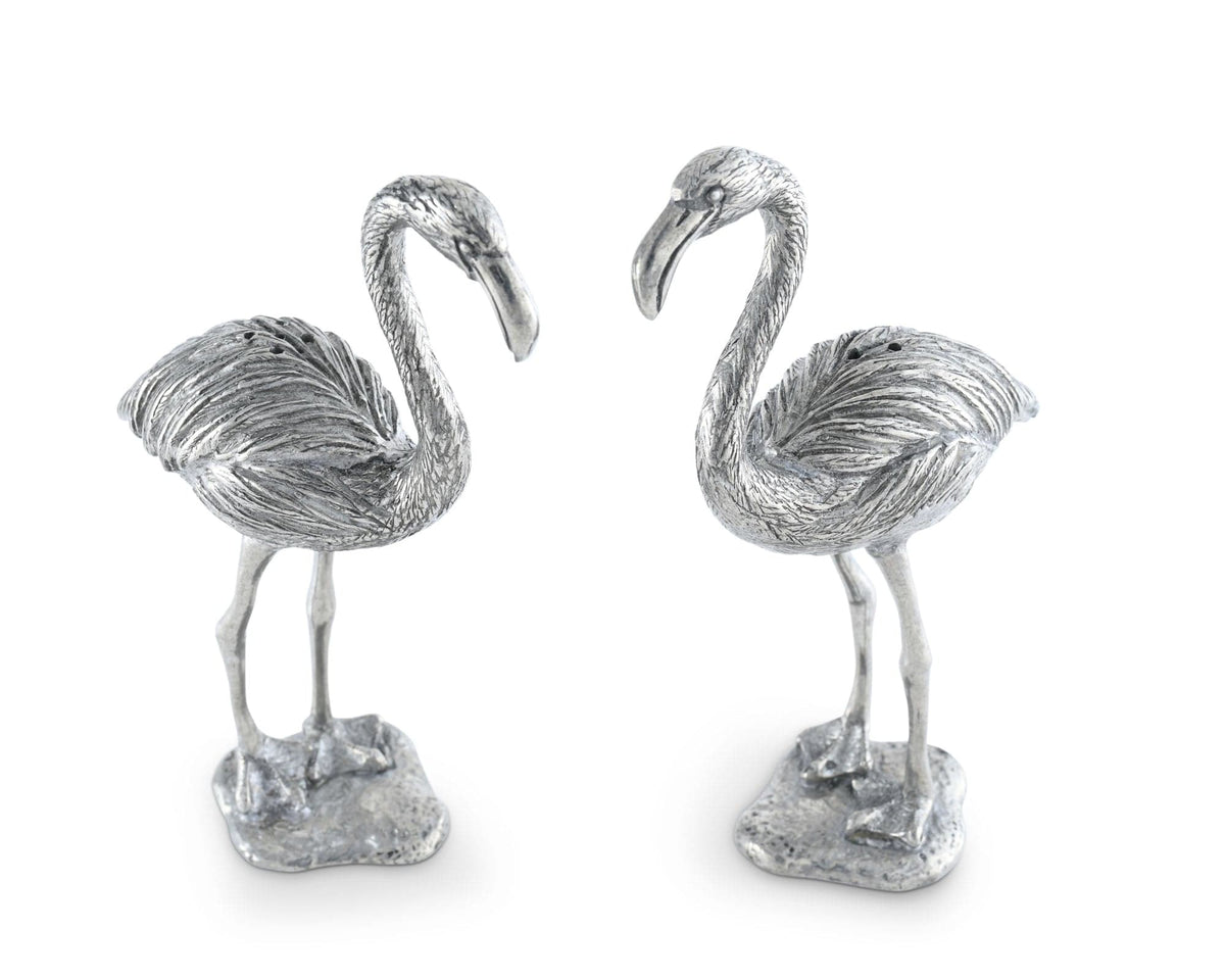 Vagabond House Sea and Shore Pewter Flamingos Salt &amp; Pepper Set