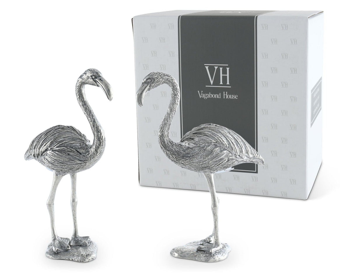 Vagabond House Sea and Shore Pewter Flamingos Salt &amp; Pepper Set