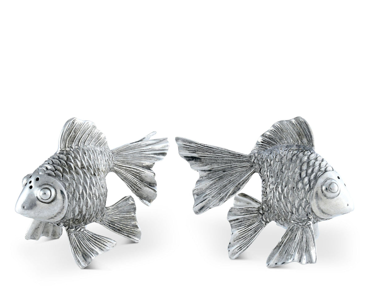 Vagabond House Sea and Shore Pewter Goldfish Salt &amp; Pepper Set