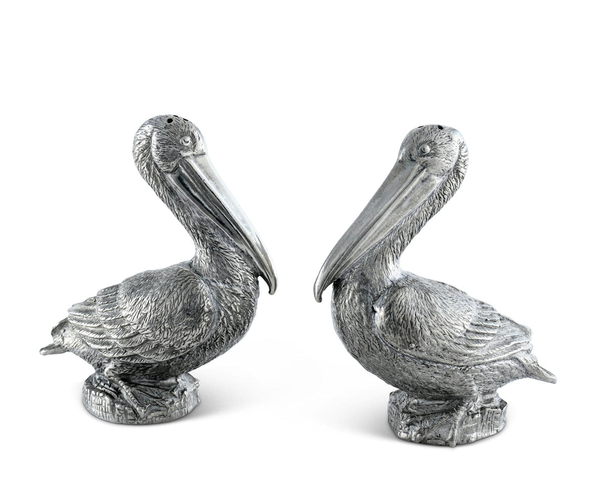 Vagabond House Sea and Shore Pewter Pelicans Salt &amp; Pepper Set