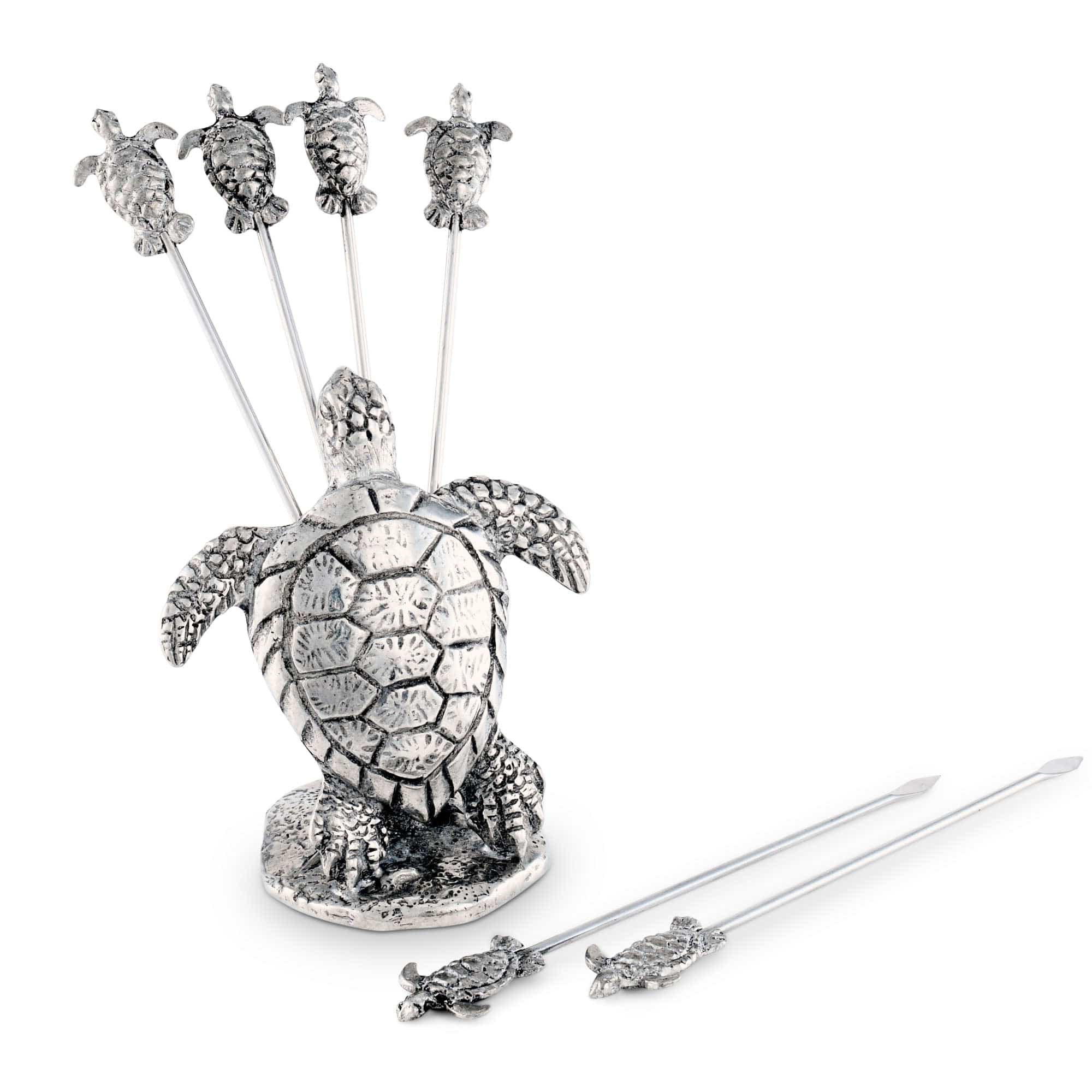 Vagabond House Sea and Shore Pewter Sea Turtle Cheese Pick Set